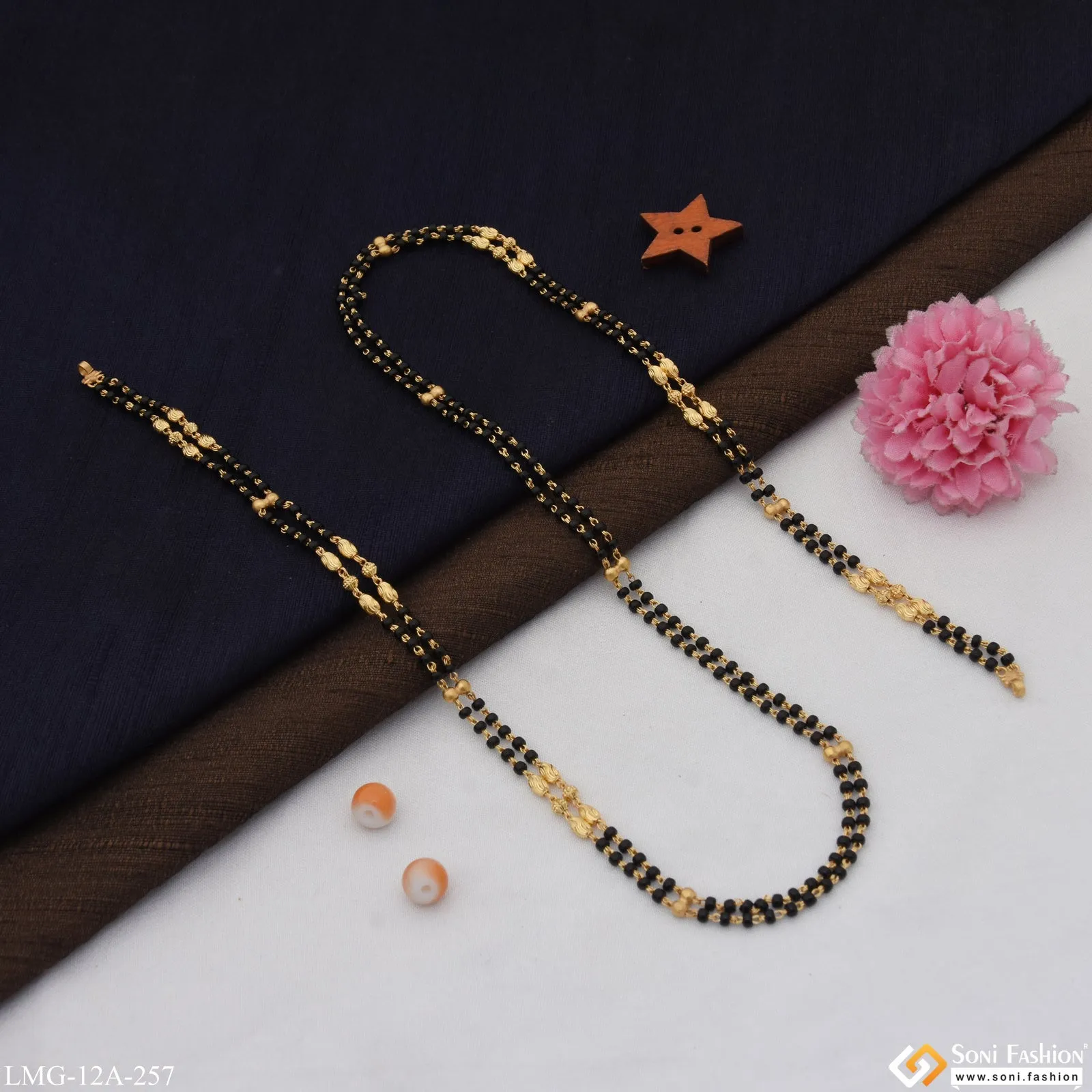 1 Gram Gold Plated 2 Line High-class Design Mangalsutra Dori For Women - Style A257