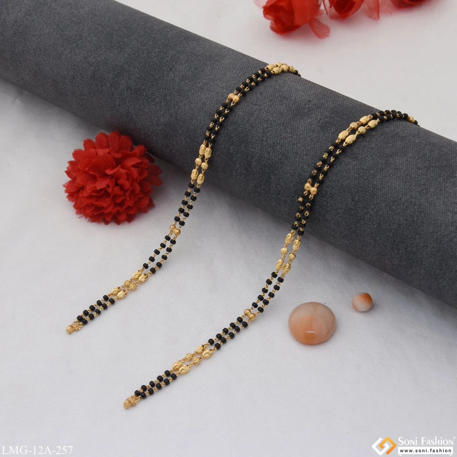 1 Gram Gold Plated 2 Line High-class Design Mangalsutra Dori For Women - Style A257
