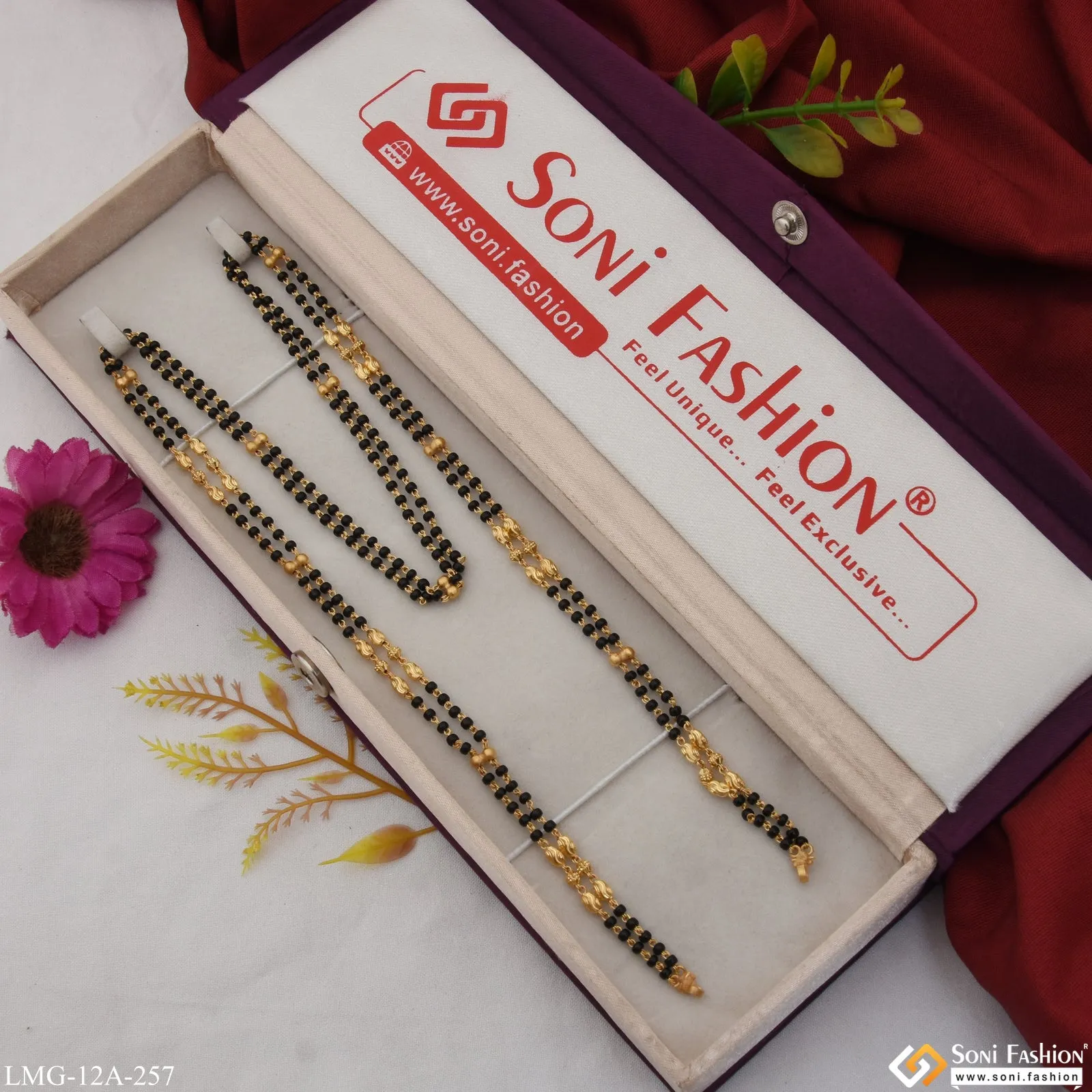 1 Gram Gold Plated 2 Line High-class Design Mangalsutra Dori For Women - Style A257