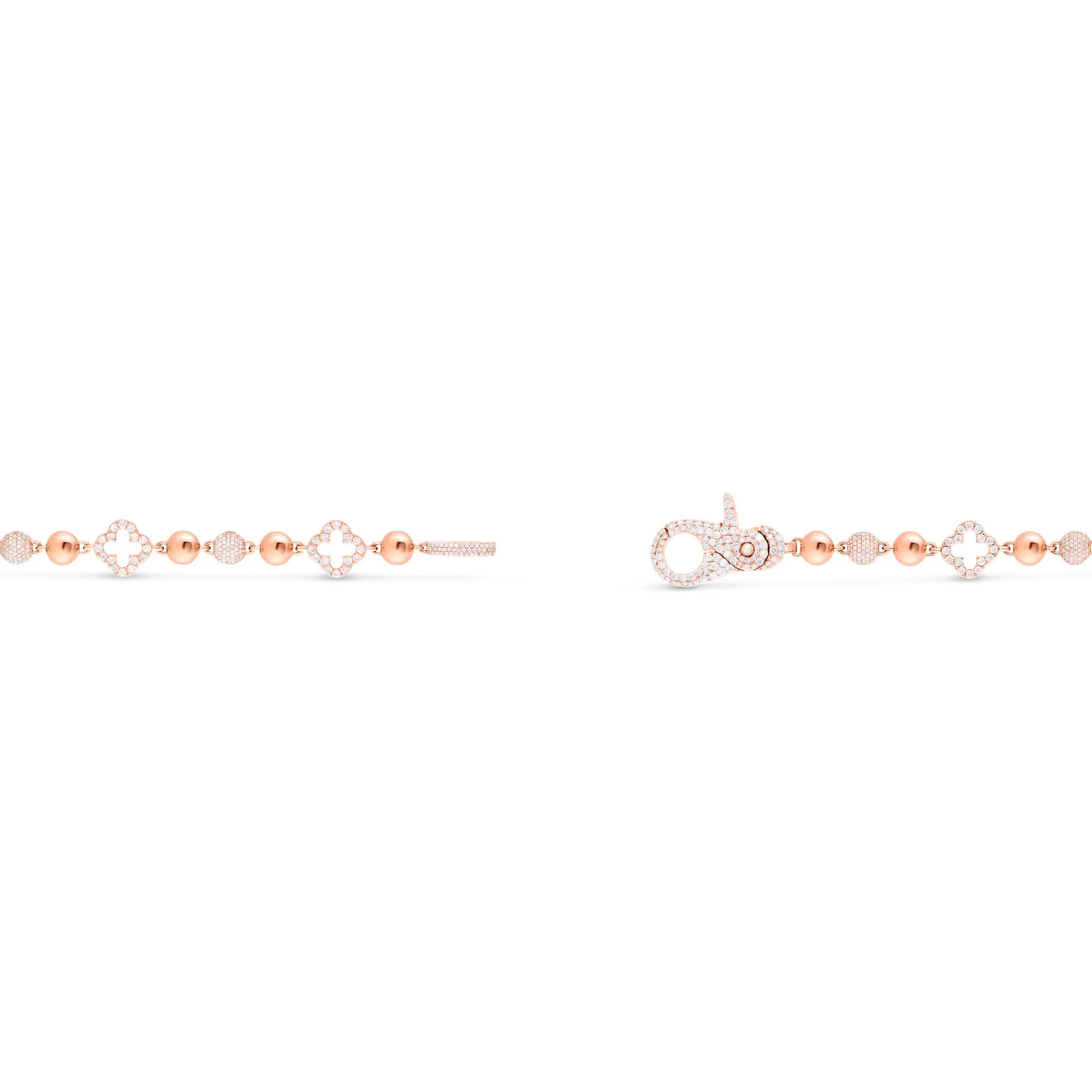 10K Rose Gold Diamond Bead & Clover Link Chain