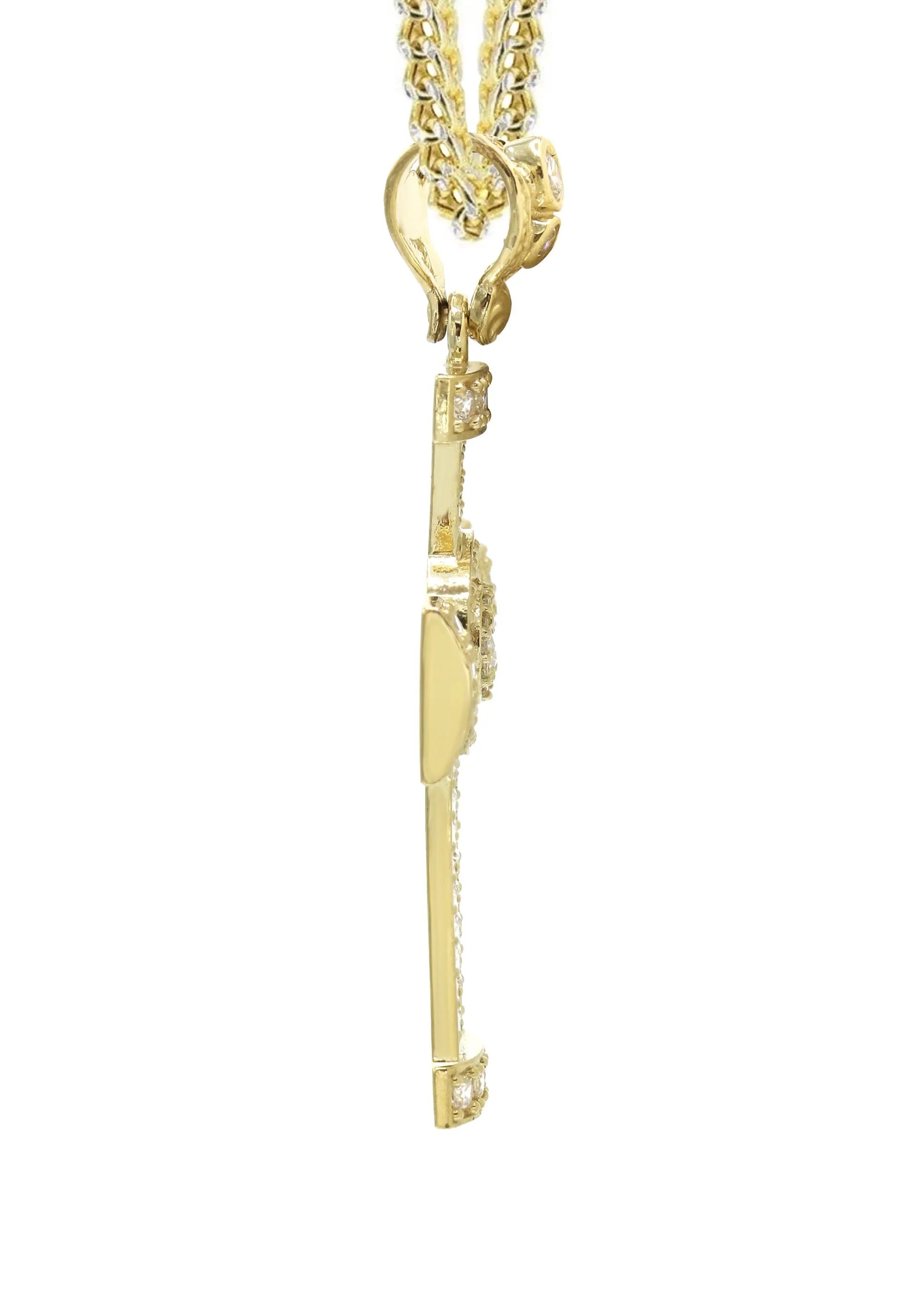 10K Yellow Gold  Baguette Cross Necklace | Appx. 16.2 Grams
