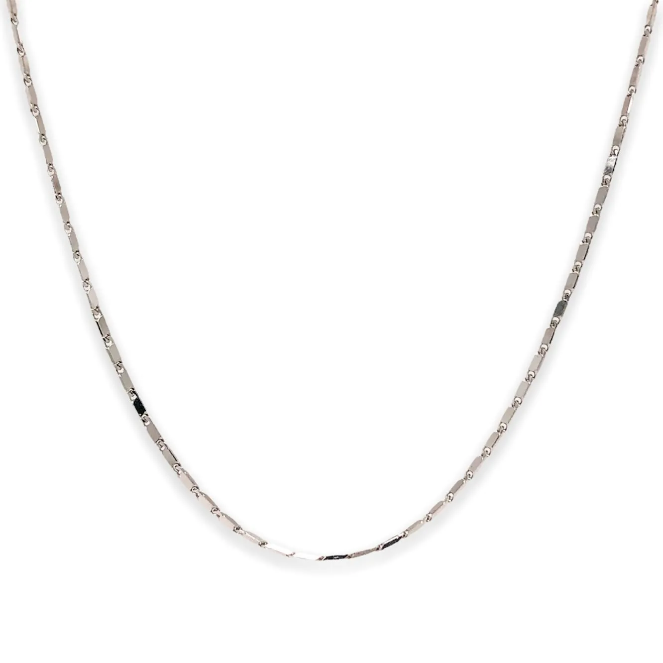 14K W Gold 1.1mm 18" Mirror Link Chain 3.5grms