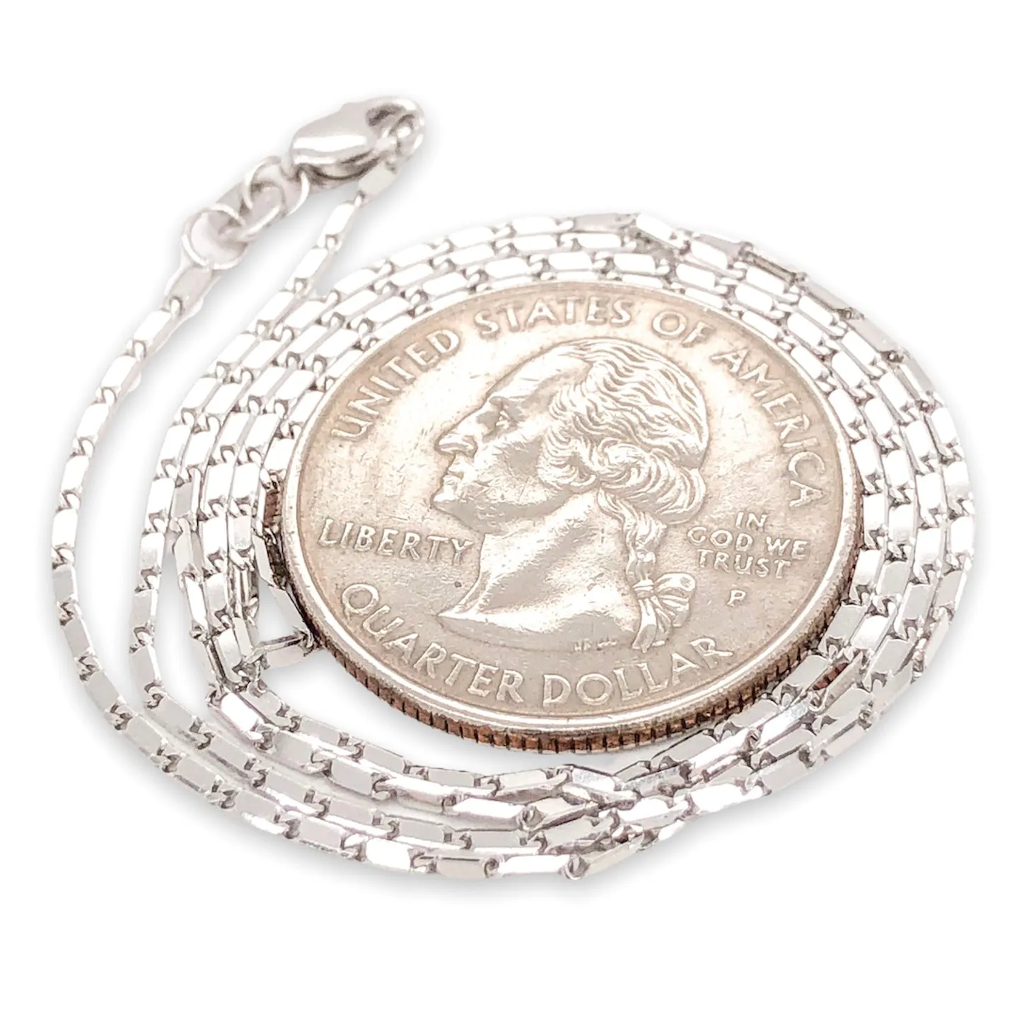 14K W Gold 1.1mm 18" Mirror Link Chain 3.5grms