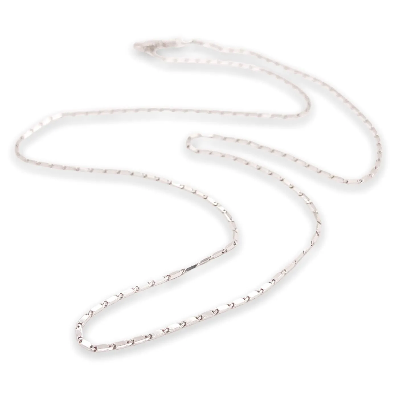 14K W Gold 1.1mm 18" Mirror Link Chain 3.5grms