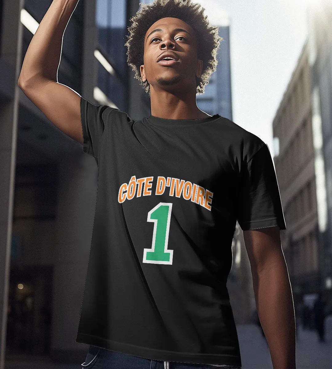 1sttheworld T-Shirt - Cote D'Ivoire Flag One T-Shirt Black A35