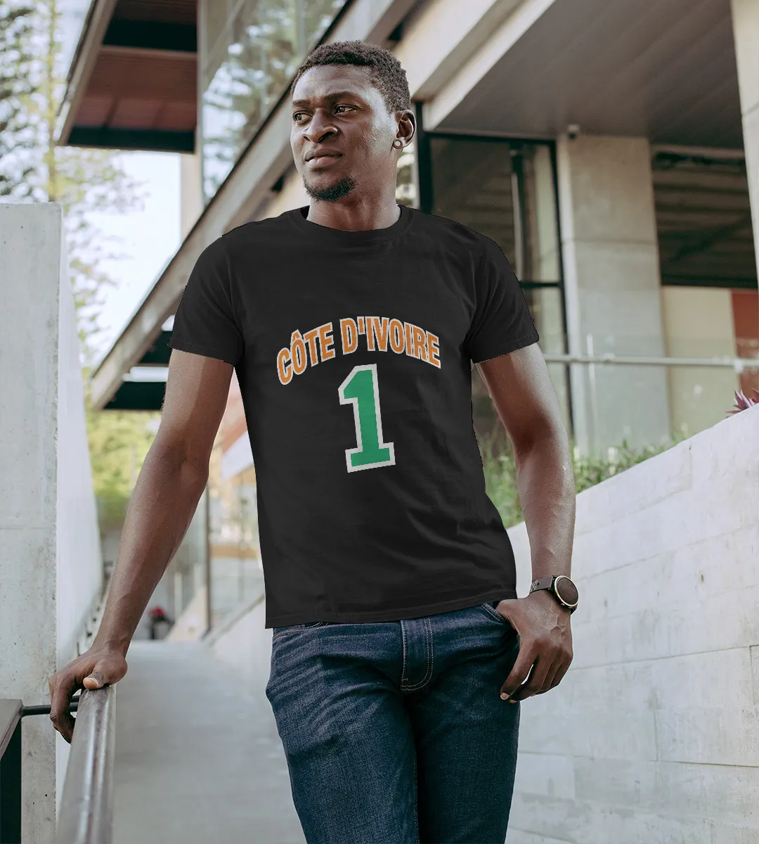 1sttheworld T-Shirt - Cote D'Ivoire Flag One T-Shirt Black A35