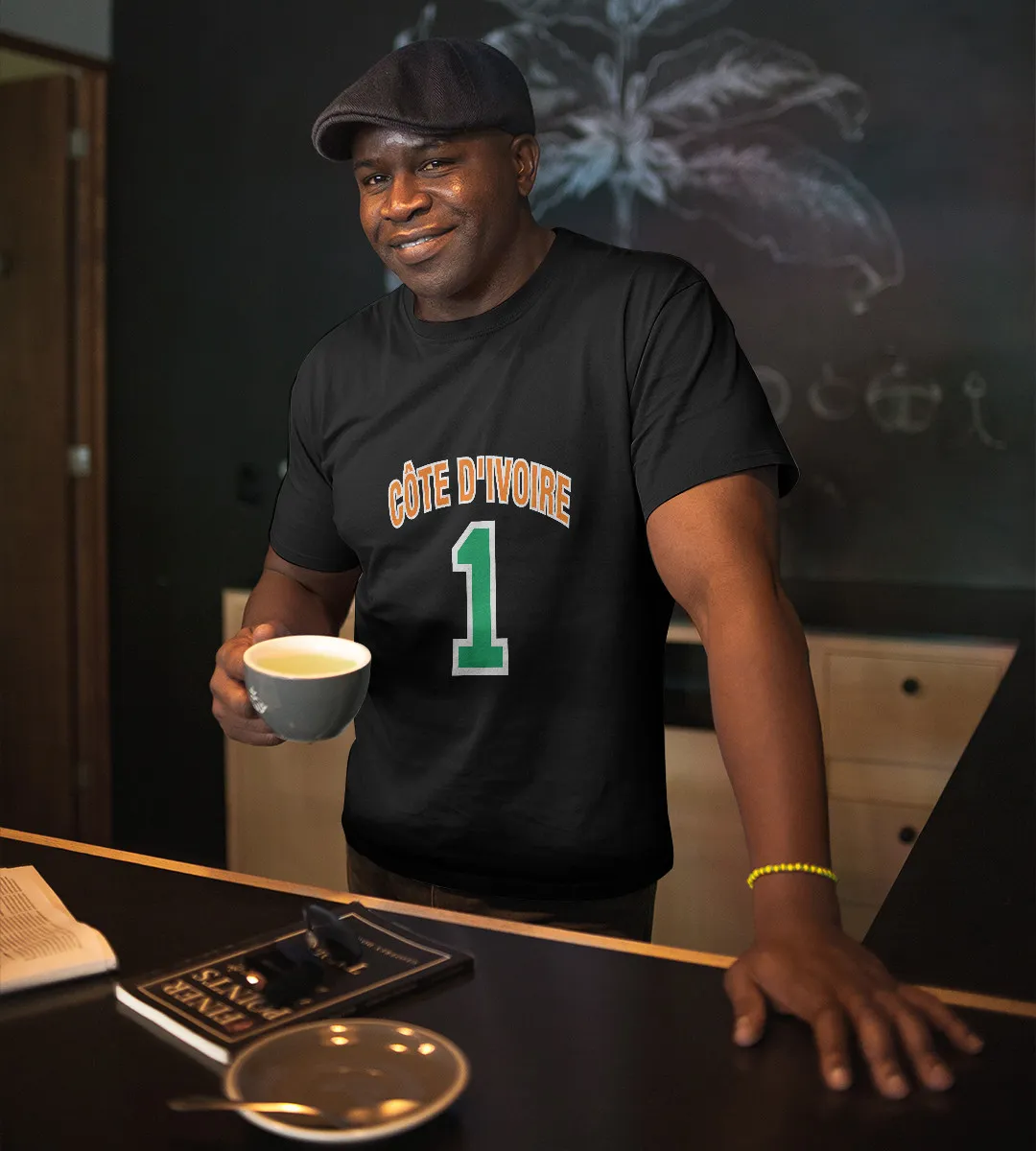 1sttheworld T-Shirt - Cote D'Ivoire Flag One T-Shirt Black A35