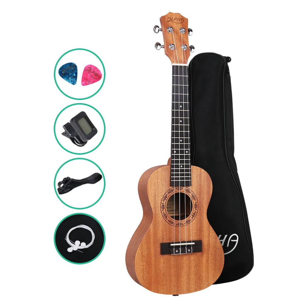 23" Mahogany Concert Ukulele Set w/ Bag & Accessories - Alpha
