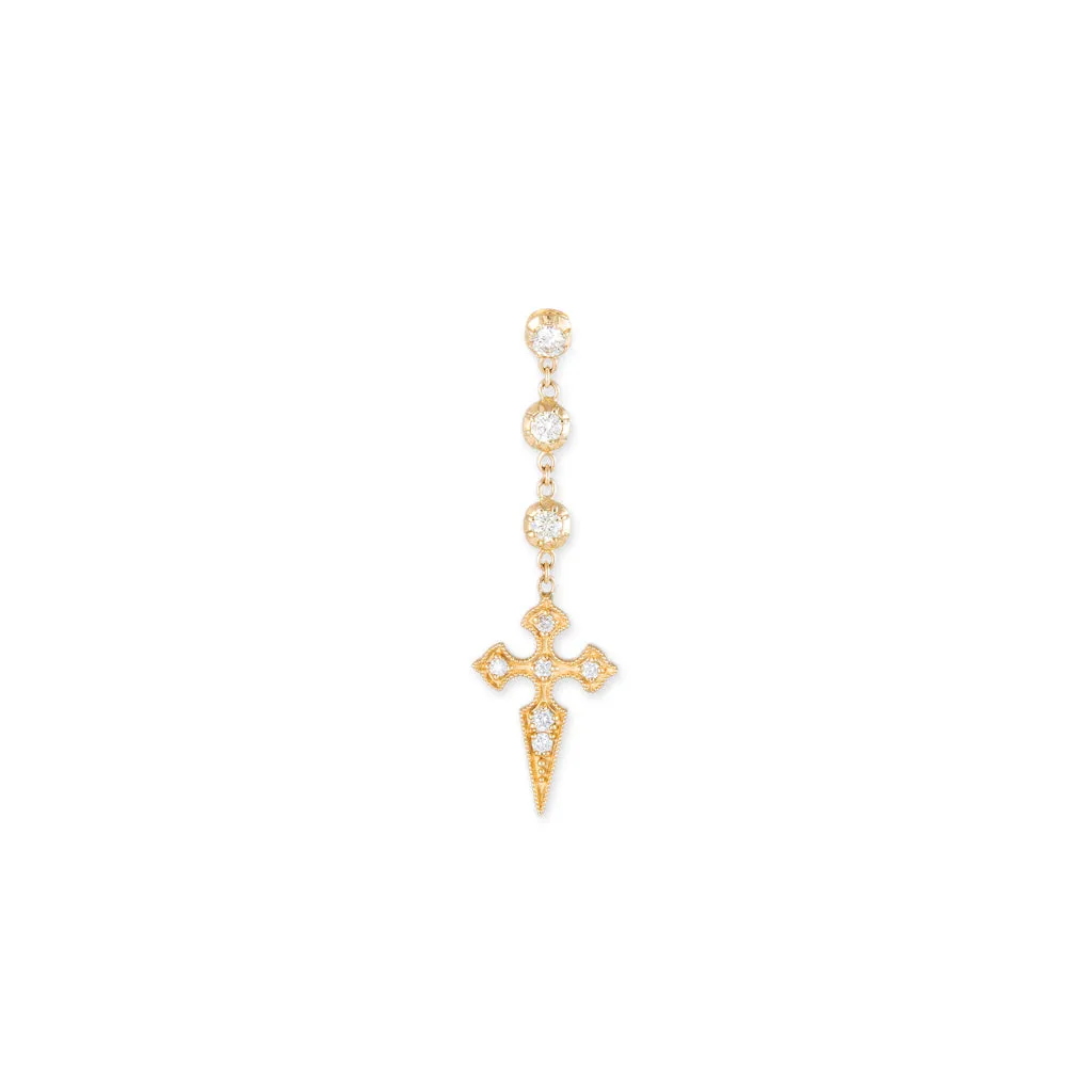 3 SOPHIA DIAMOND   DIAMOND POINTED CROSS DROP STUD