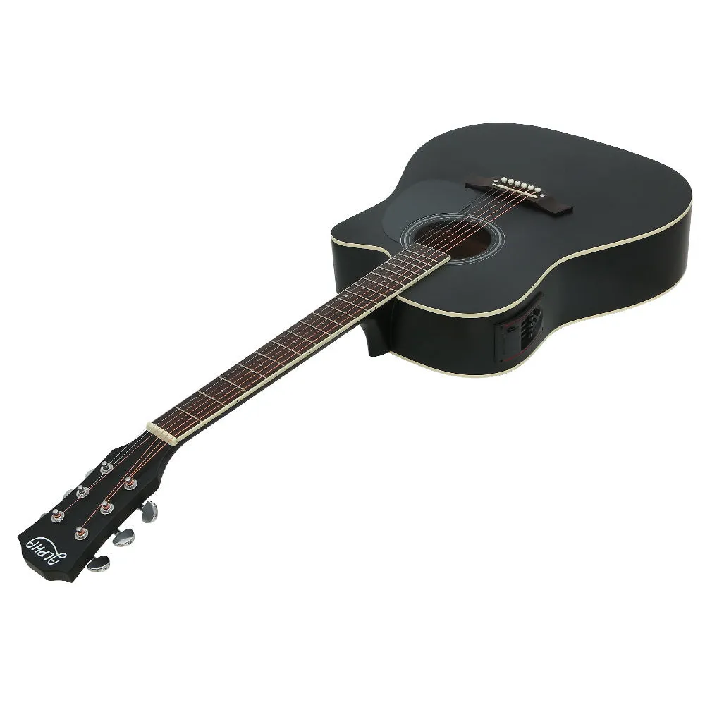 41" Black Acoustic-Electric Guitar EQ Set, Cutaway - Alpha