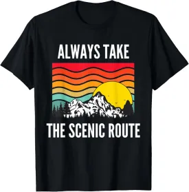 Always Take The Scenic Route Mountain Camp Travel Adventure T-Shirt