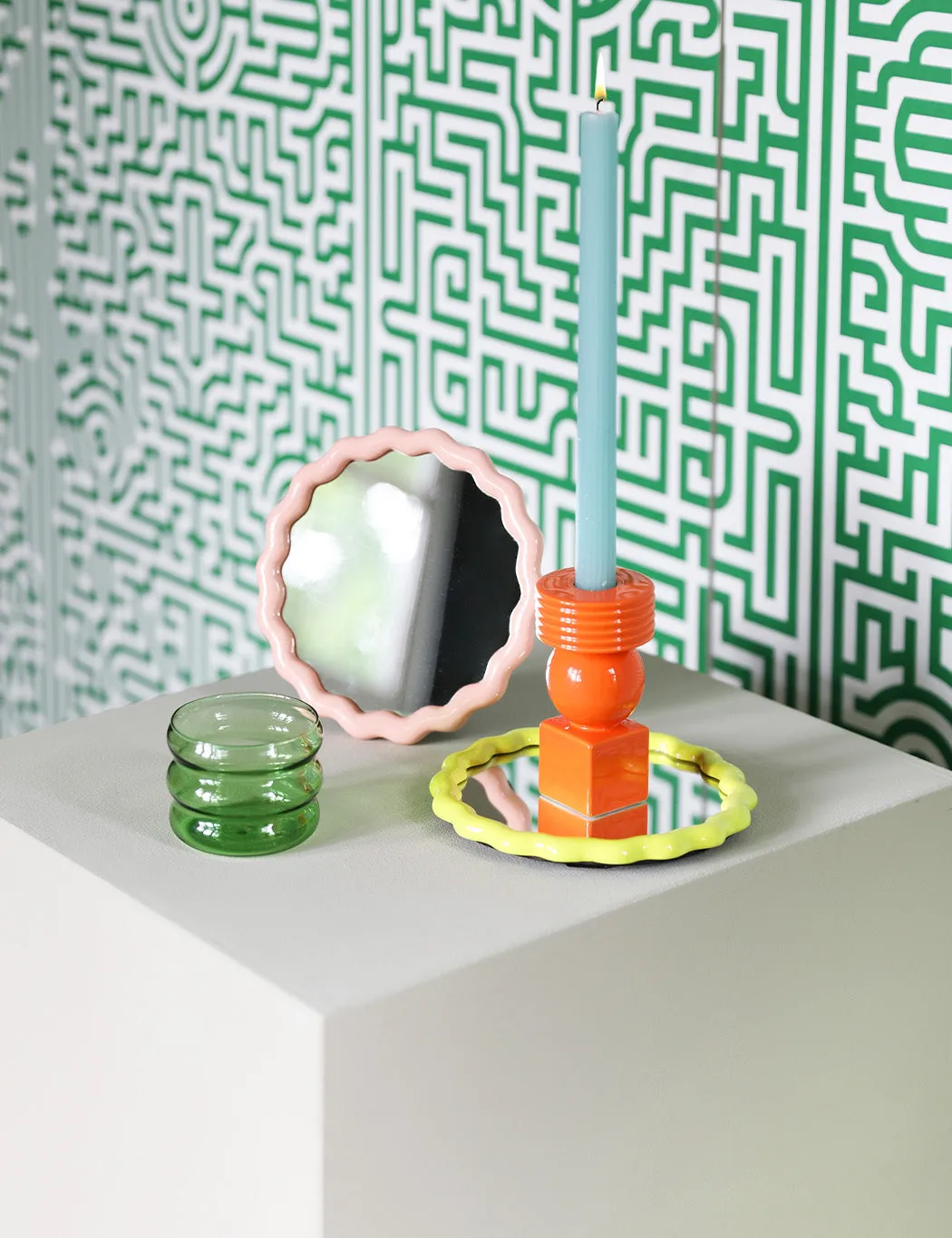 & Klevering Zigzag Standing Mirror - Pink