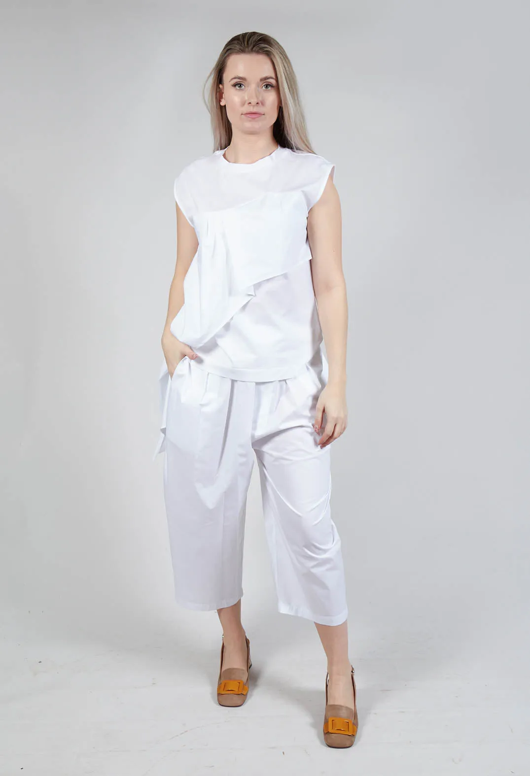 Asymmetric Cut Top in White