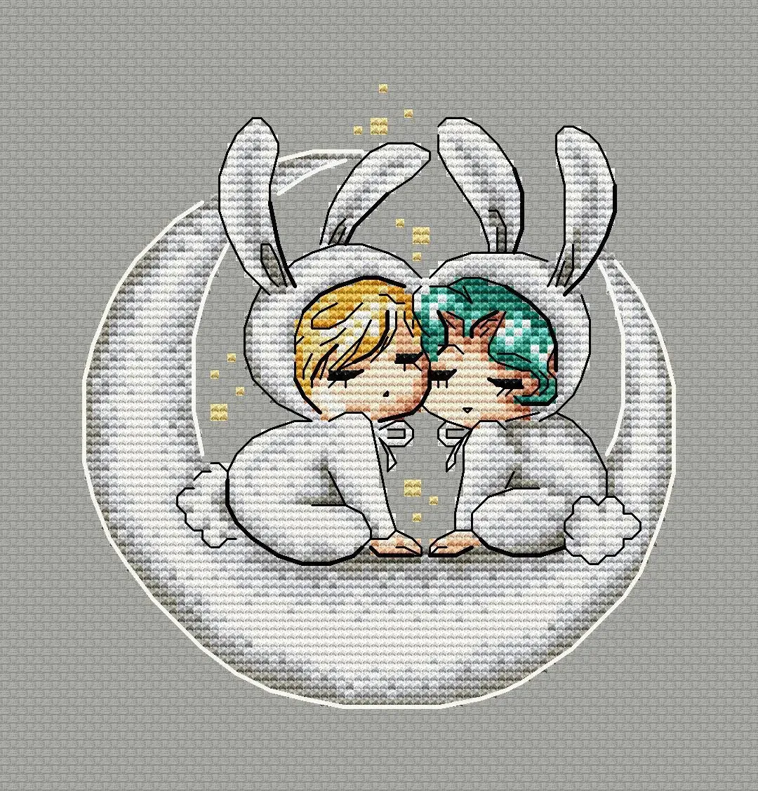 Baby rabbits. Haruka and Michiru - PDF Cross Stitch Pattern
