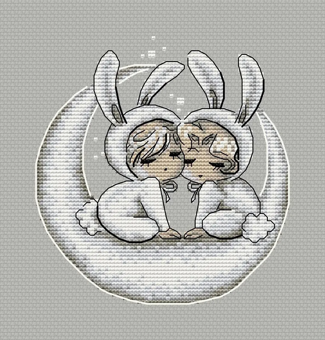 Baby rabbits. Haruka and Michiru - PDF Cross Stitch Pattern