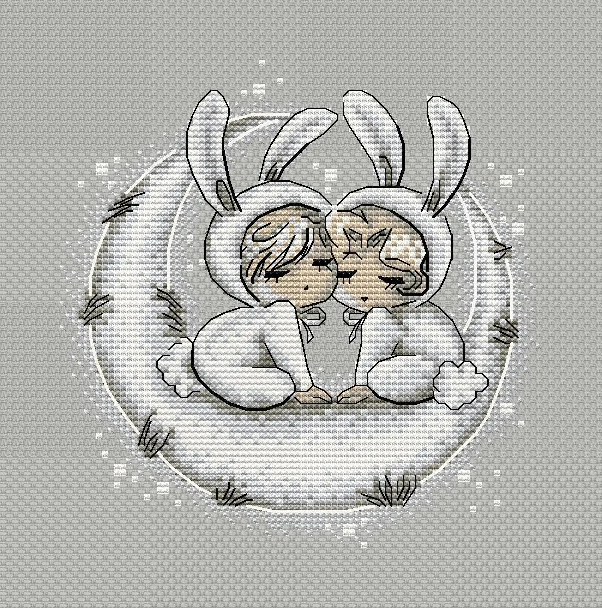 Baby rabbits. Haruka and Michiru - PDF Cross Stitch Pattern