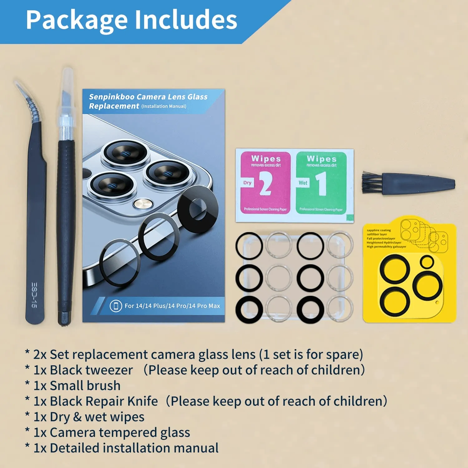 Back Camera Lens Replacement Tool Kit  For iPhone 12 13 14 Pro Max