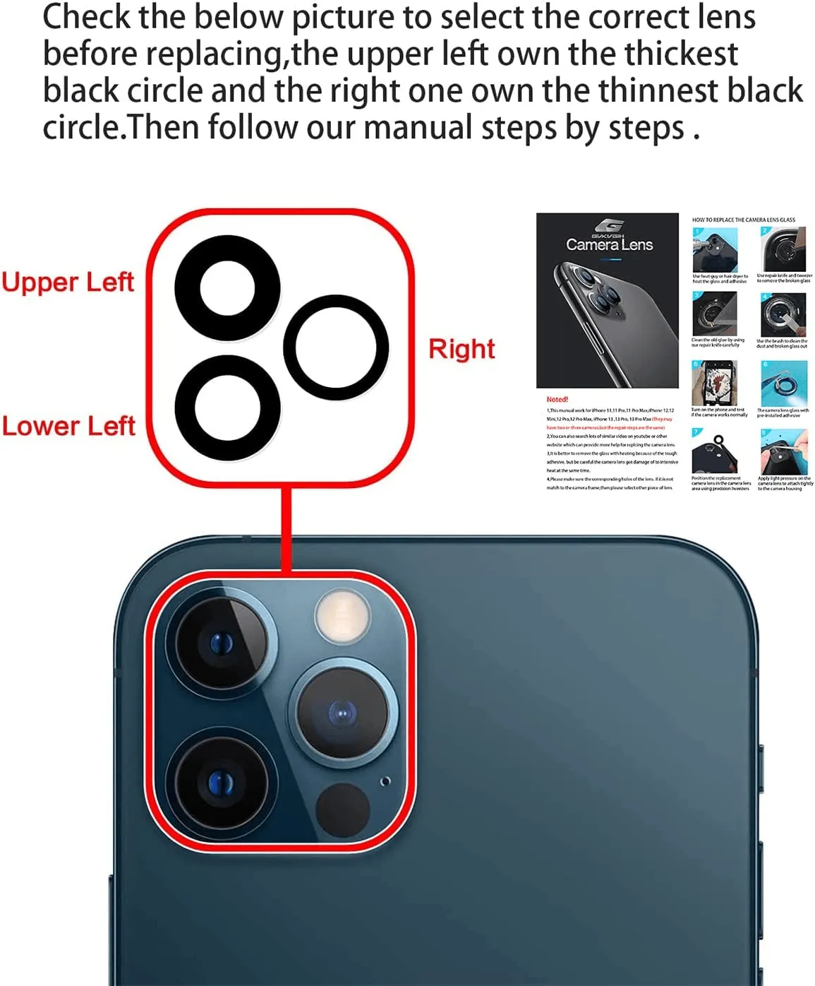 Back Camera Lens Replacement Tool Kit  For iPhone 12 13 14 Pro Max