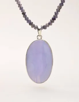 Blue Lace Agate and Iolite Beaded Necklace - One of a Kind