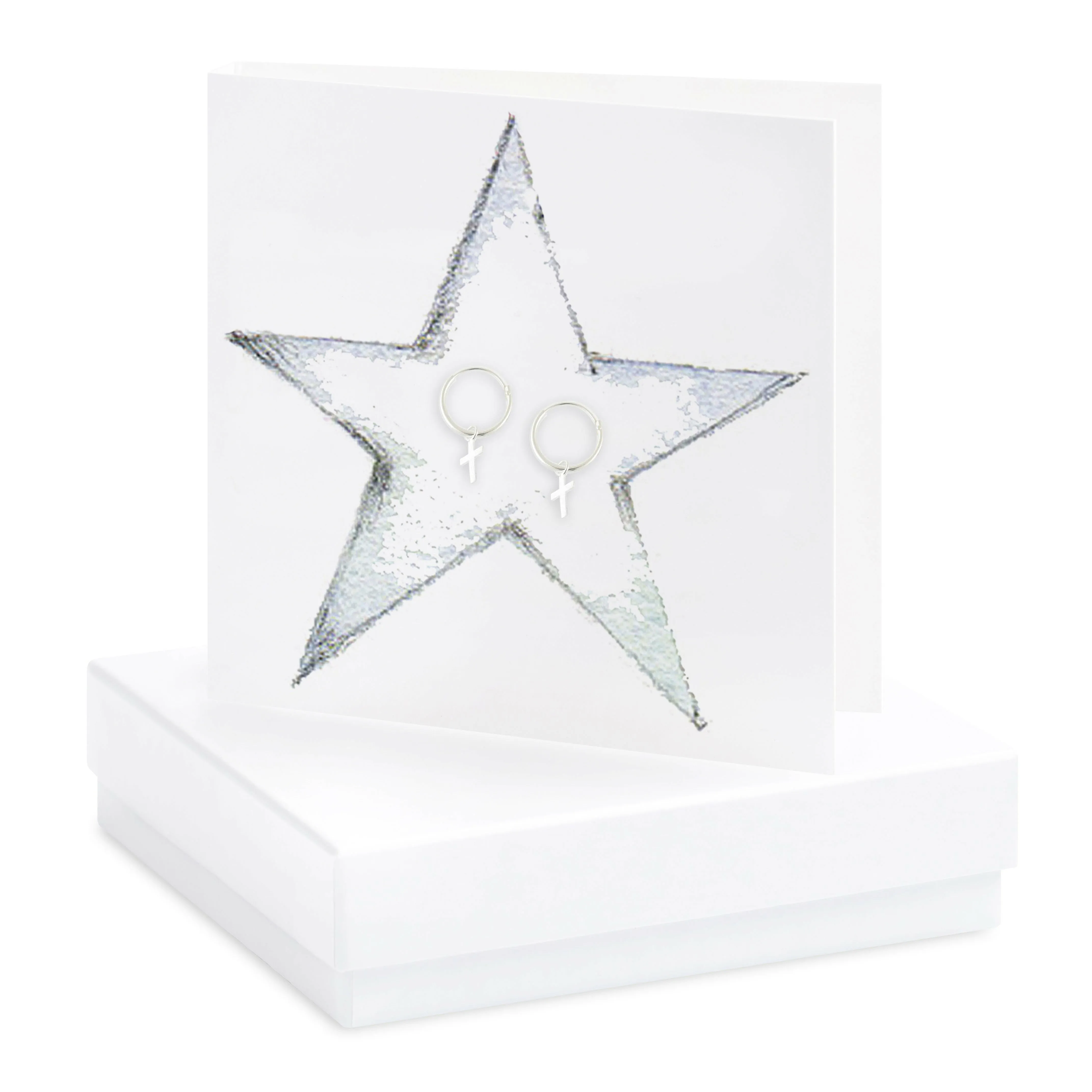 Boxed Cross Hoop Earring Card