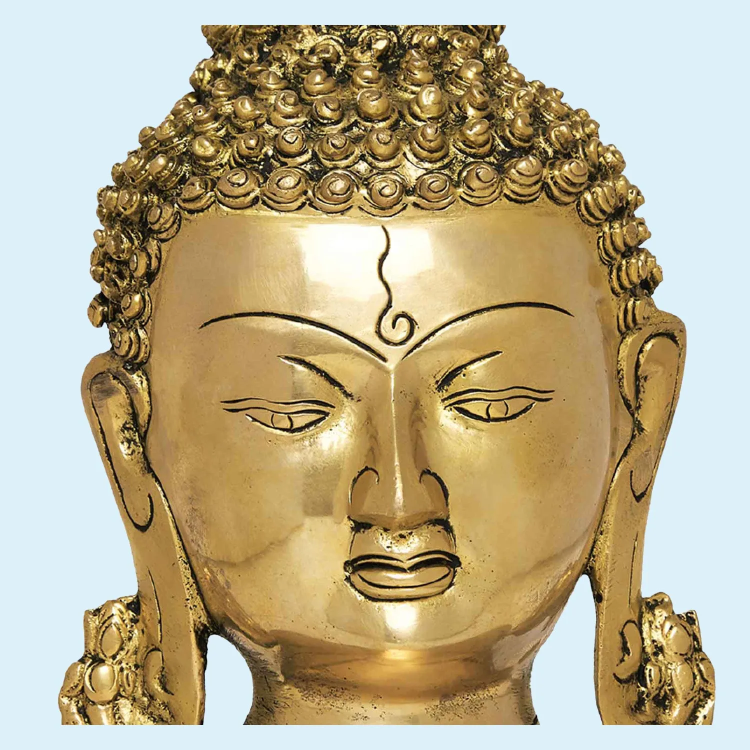 Brass Buddha Mask with Wall Hooks 8.5 in