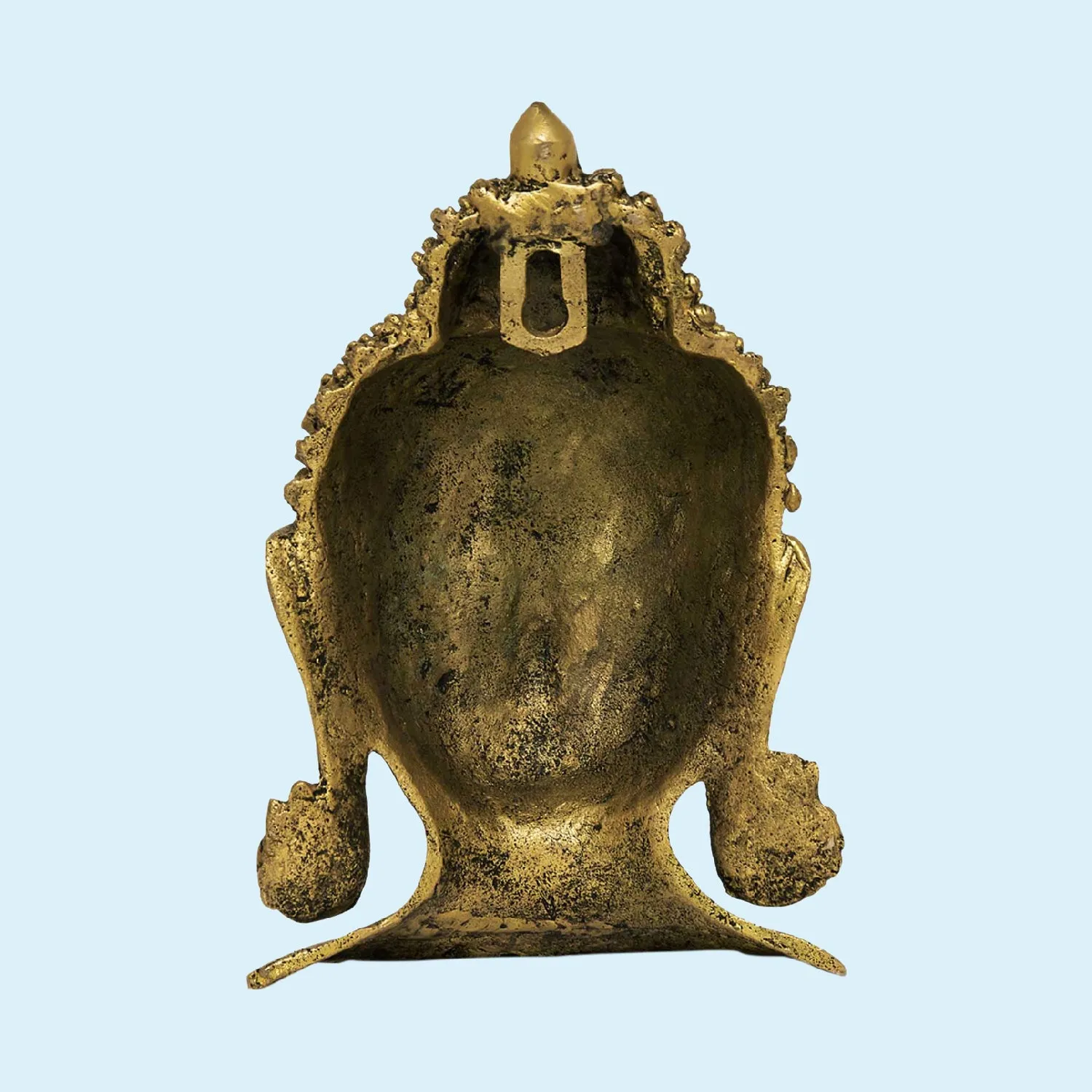 Brass Buddha Mask with Wall Hooks 8.5 in