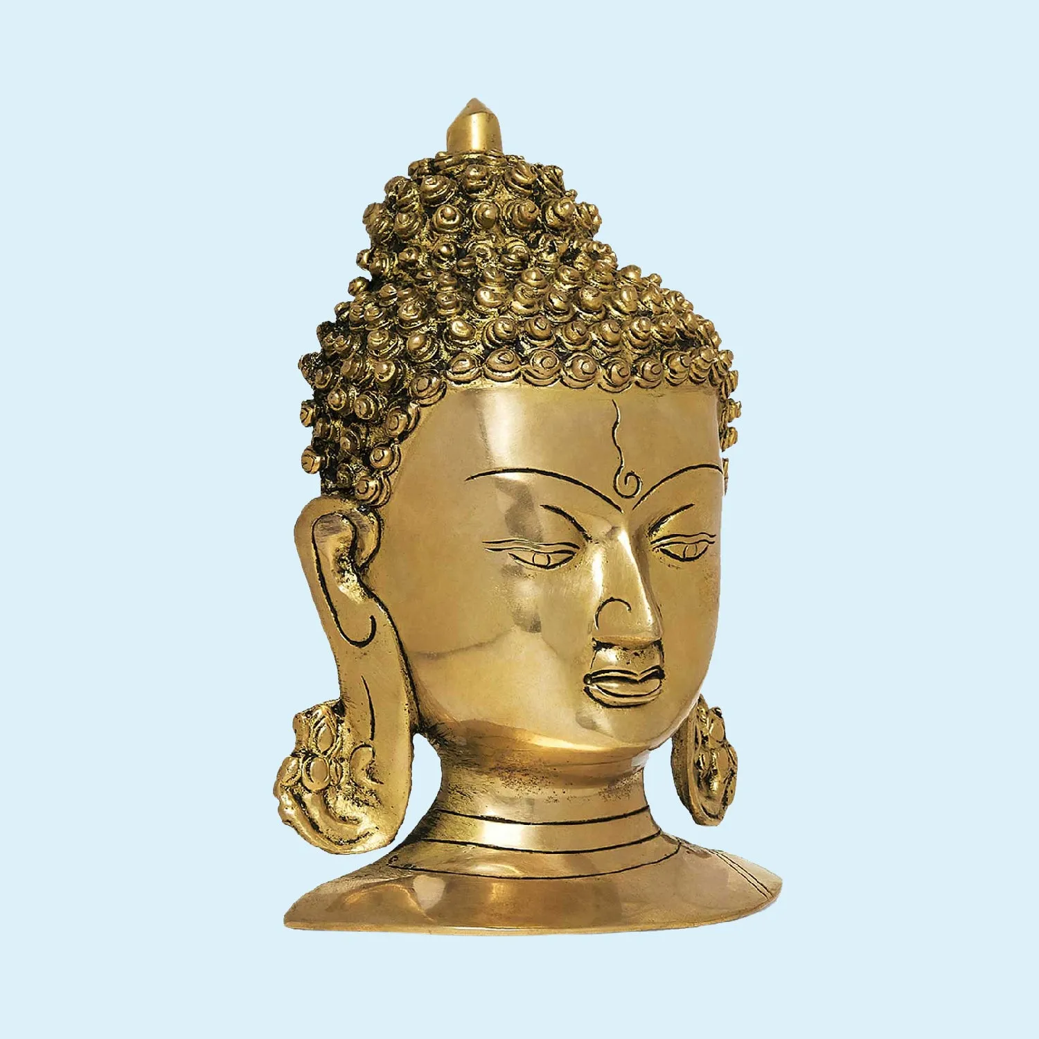 Brass Buddha Mask with Wall Hooks 8.5 in
