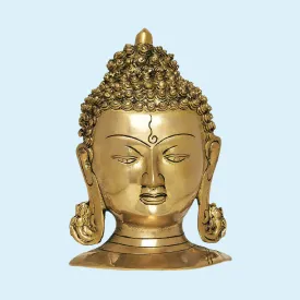 Brass Buddha Mask with Wall Hooks 8.5 in