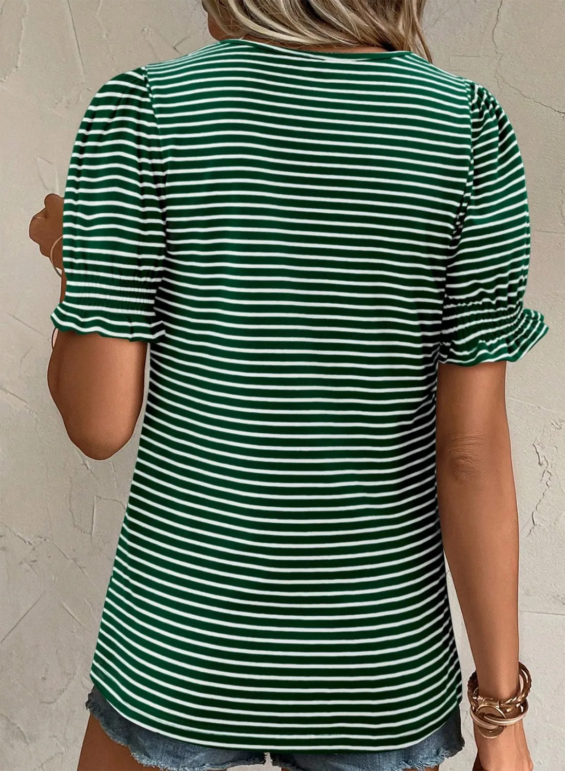 CRAZY GRID Women's Summer Tops Ruffle Short Sleeve 2025 Casual Knit Loose Fit T-Shirt