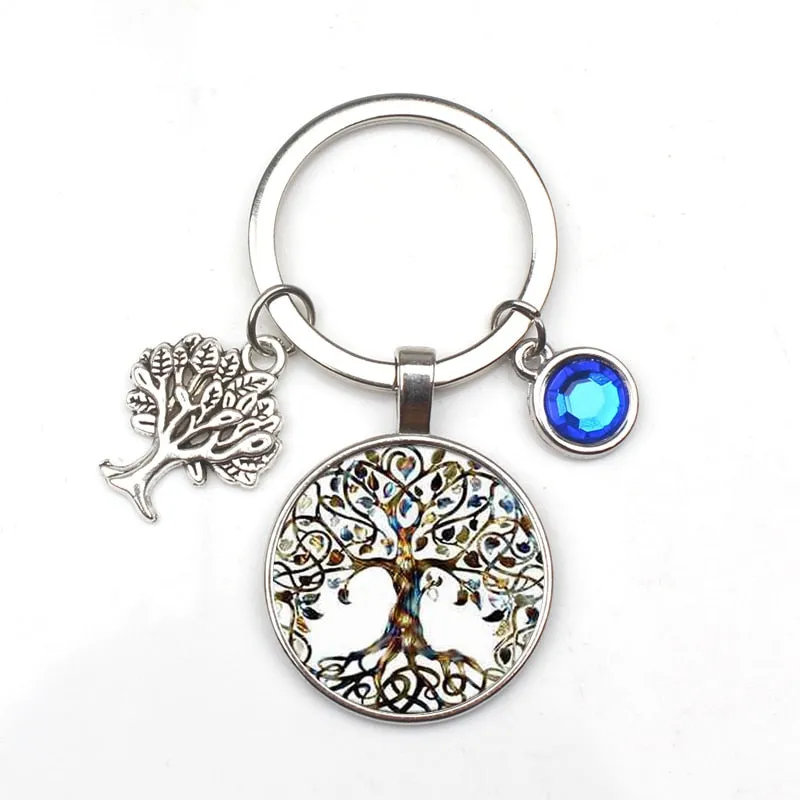 Crystal Stone Tree of Life Keychain