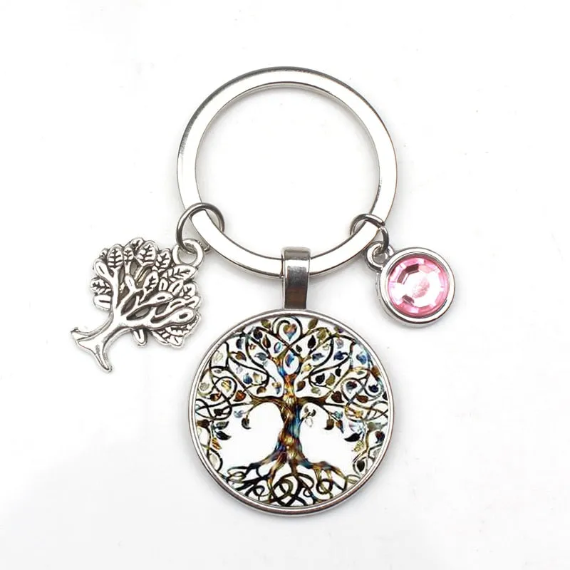 Crystal Stone Tree of Life Keychain
