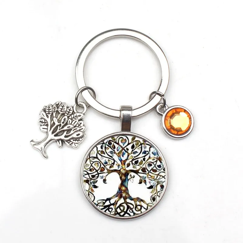 Crystal Stone Tree of Life Keychain