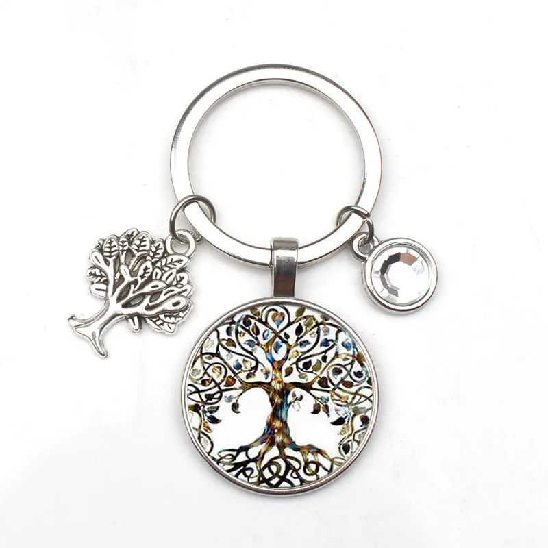 Crystal Stone Tree of Life Keychain
