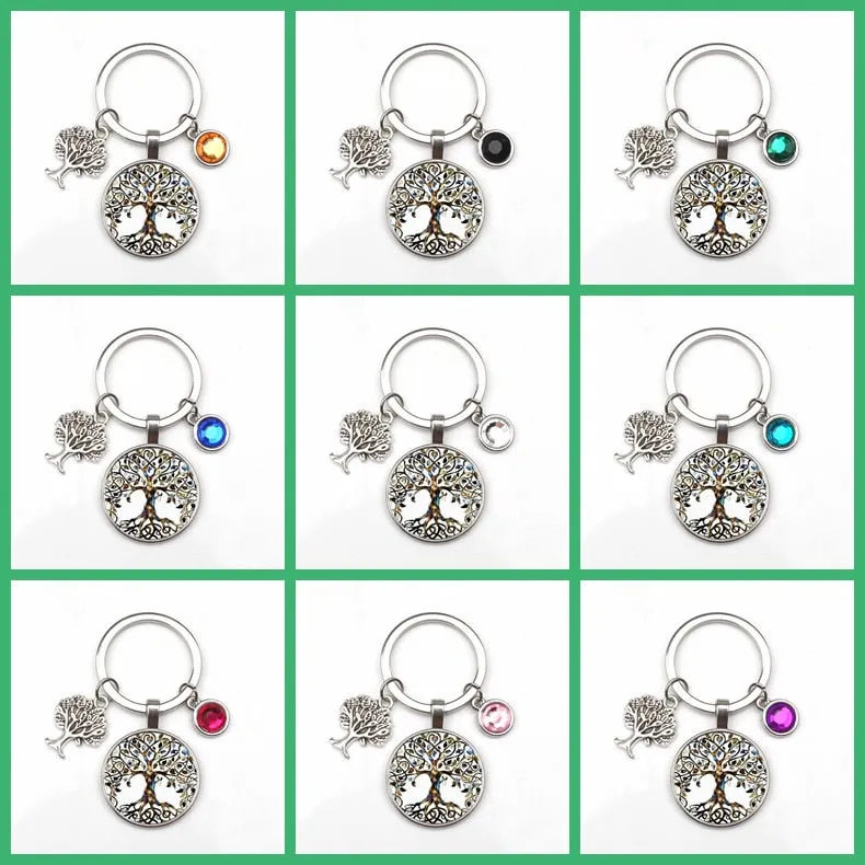 Crystal Stone Tree of Life Keychain
