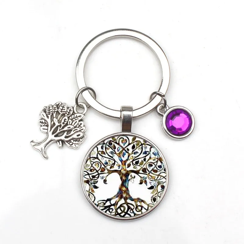 Crystal Stone Tree of Life Keychain