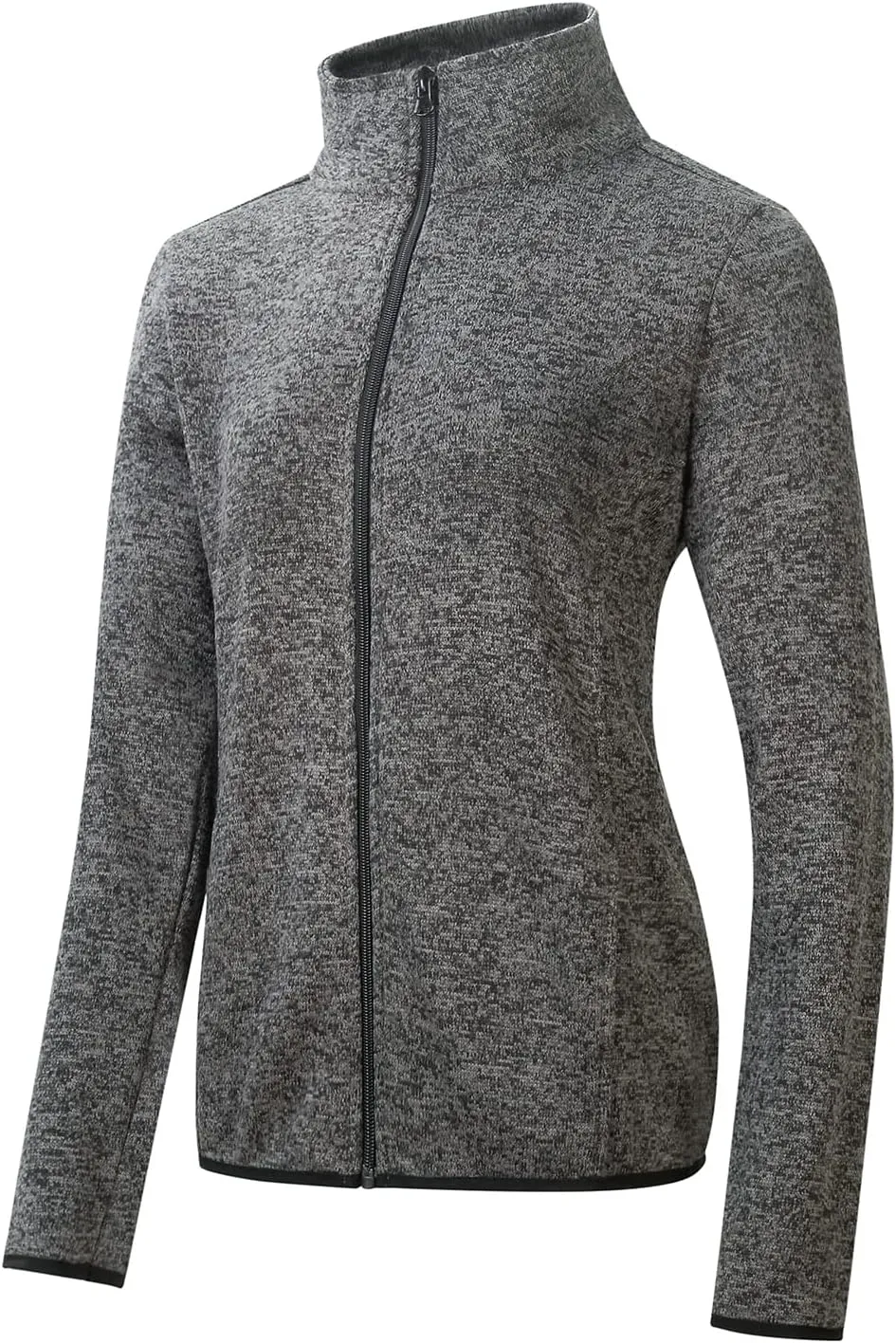 Dolcevida Women's Long Sleeve Sweater Fleece Zip Up Speckled Jacket with Pockets