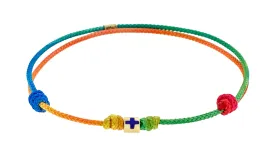 Enameled Cross Short Roll on Cord Bracelet