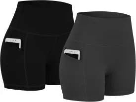Fengbay 2 Pack 8" /5" Biker Shorts for Women with Pockets, High Waist Workout Shorts for Women Compression Yoga Shorts