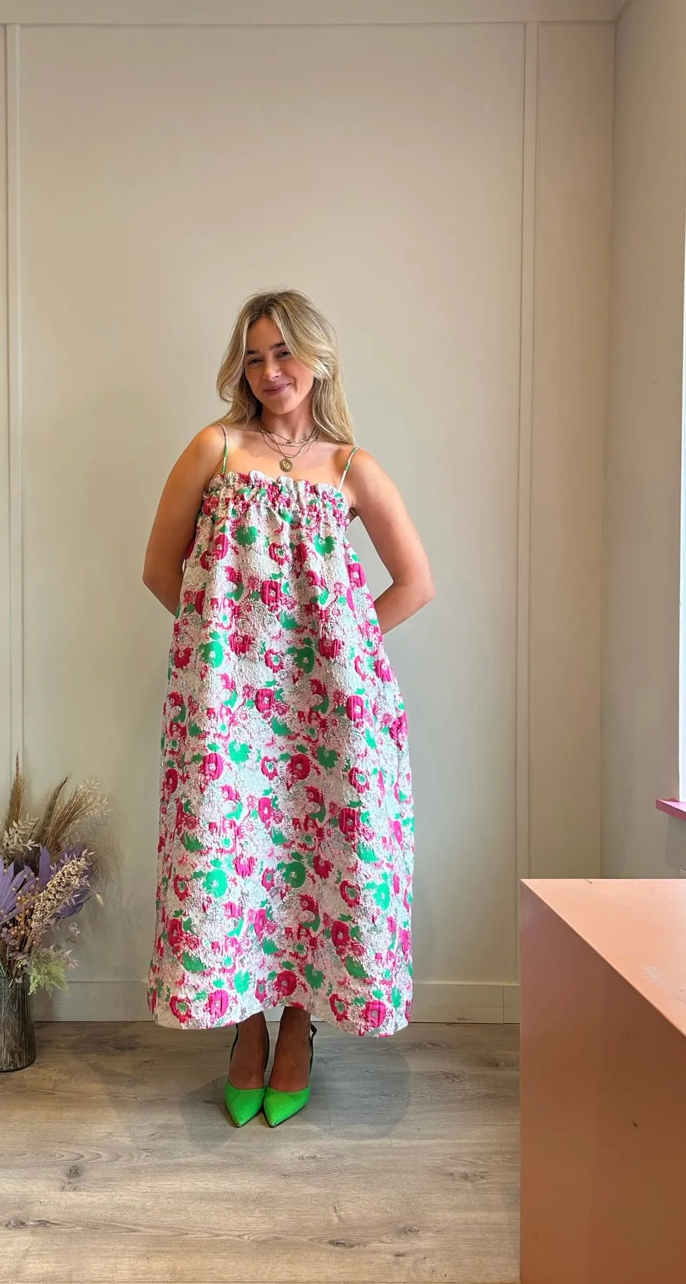 Ganni Jacquard Strap Dress