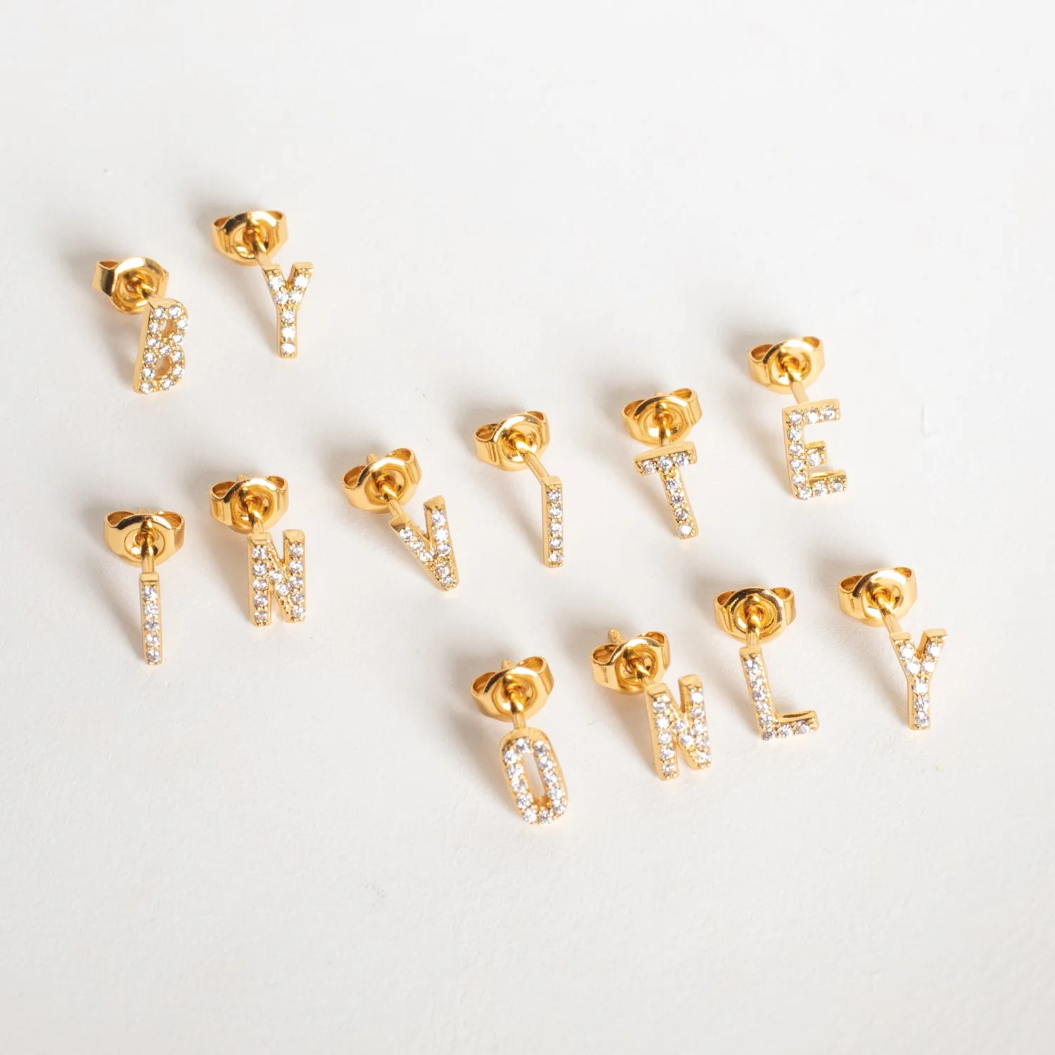 Gold Initial Studs