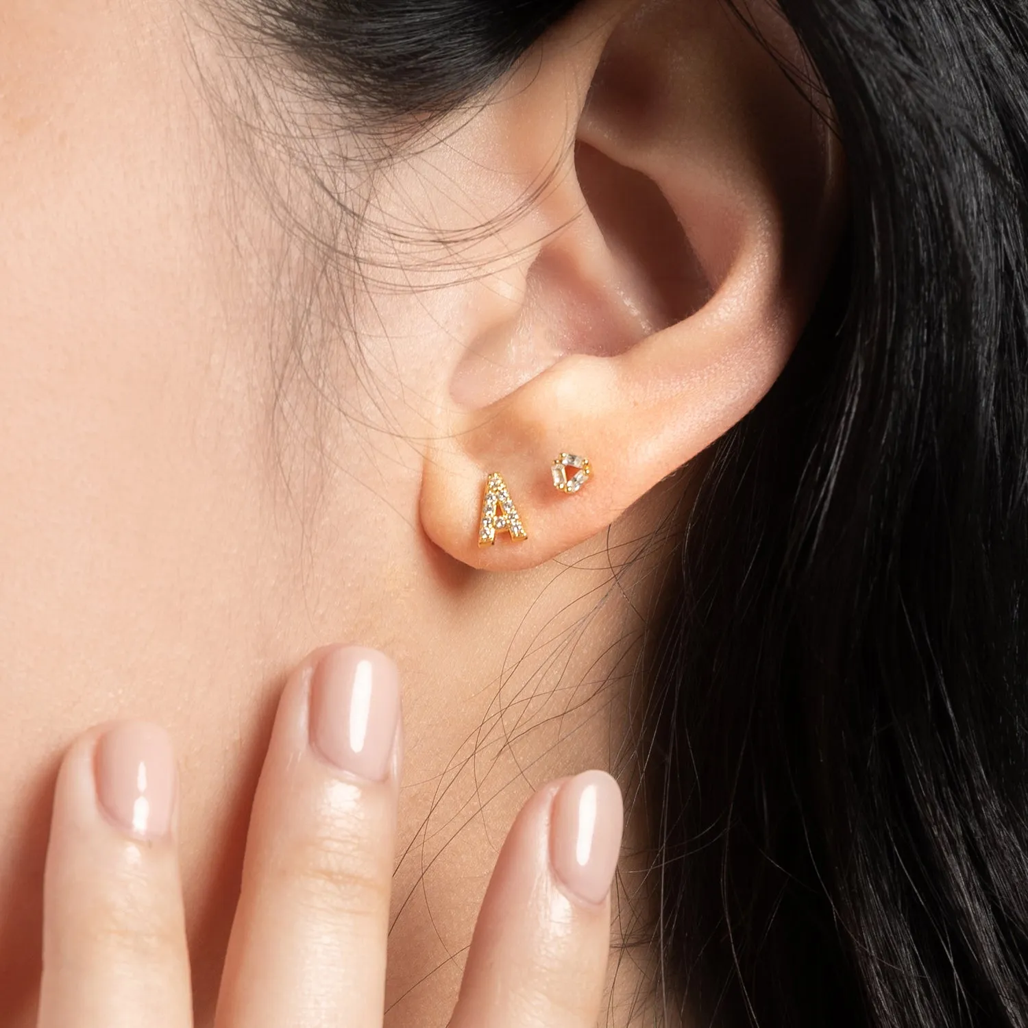 Gold Initial Studs
