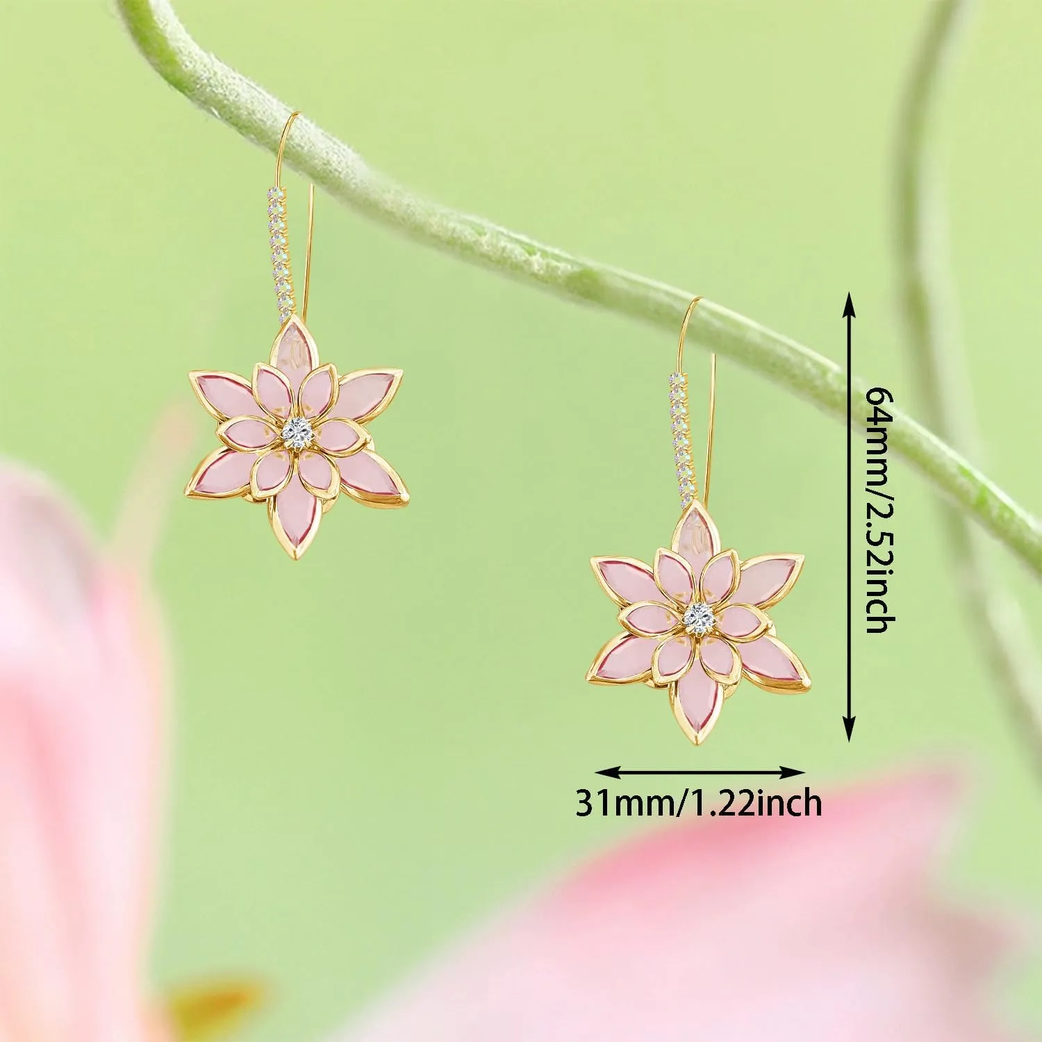 Handmade Bohemian 14k Gold Crystal Snowflake Dangle Drop Earrings Long Sparkly Rhinestone Flower Floral Hoop leverback Earrings For Women