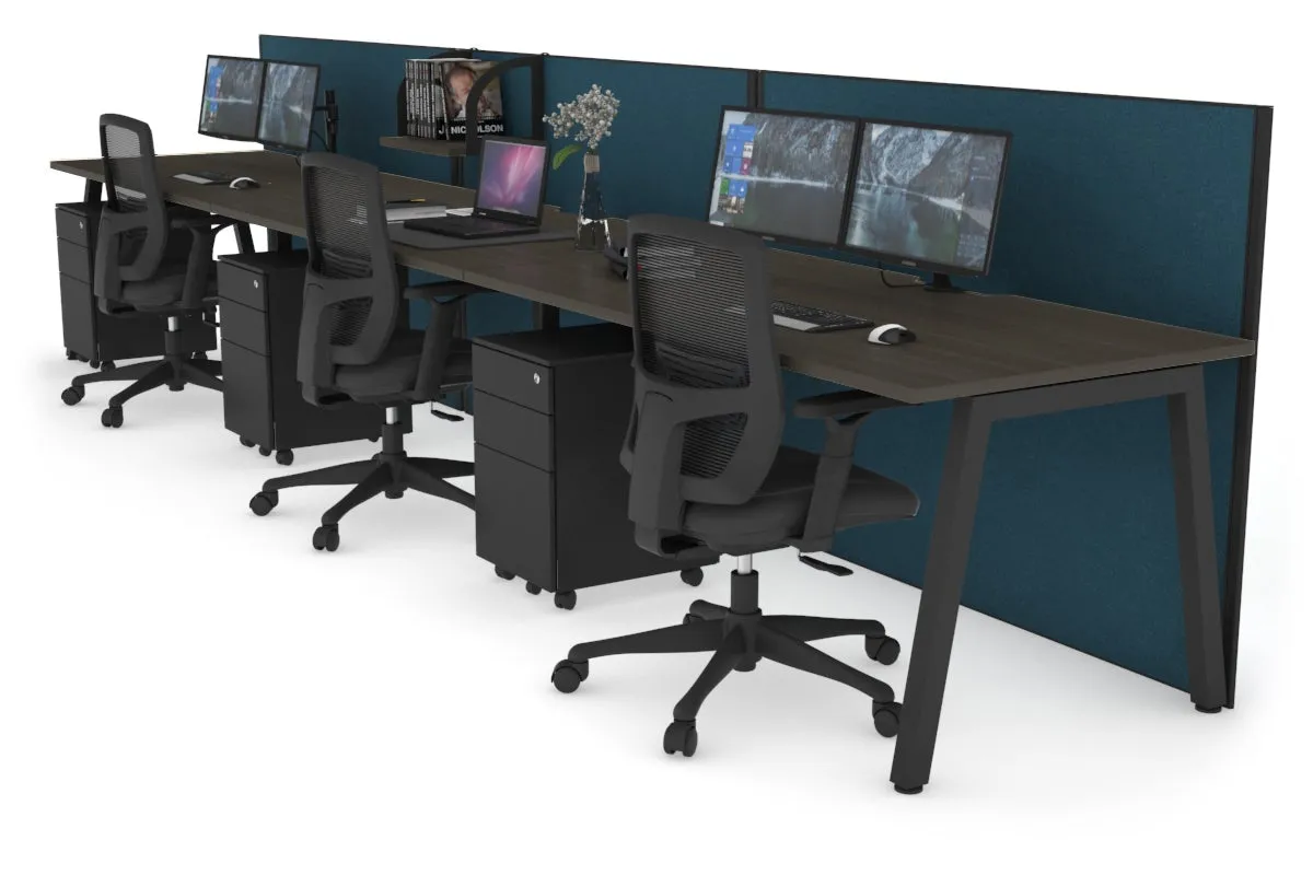 Horizon Quadro 3 Person Run A Legs Office Workstation [1800L x 800W with Cable Scallop]