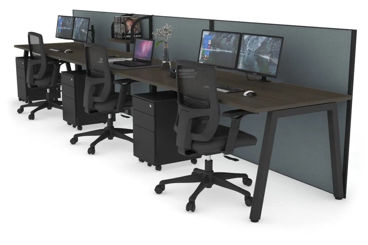 Horizon Quadro 3 Person Run A Legs Office Workstation [1800L x 800W with Cable Scallop]