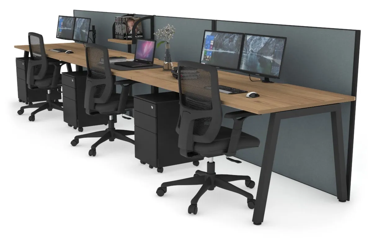 Horizon Quadro 3 Person Run A Legs Office Workstation [1800L x 800W with Cable Scallop]