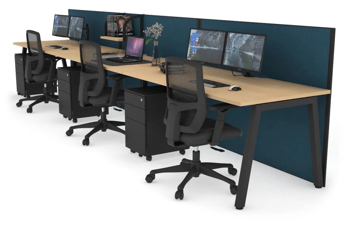 Horizon Quadro 3 Person Run A Legs Office Workstation [1800L x 800W with Cable Scallop]