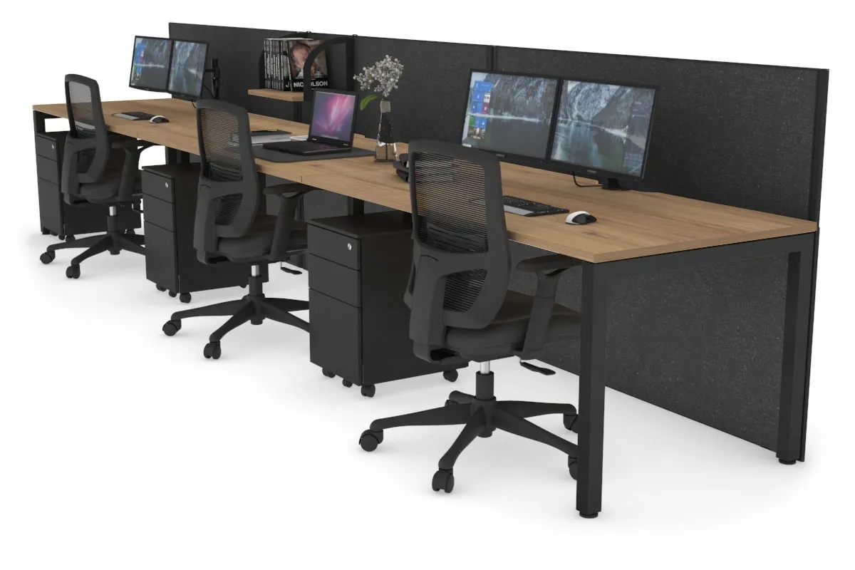 Horizon Quadro 3 Person Run Square Legs Office Workstation [1800L x 800W with Cable Scallop]