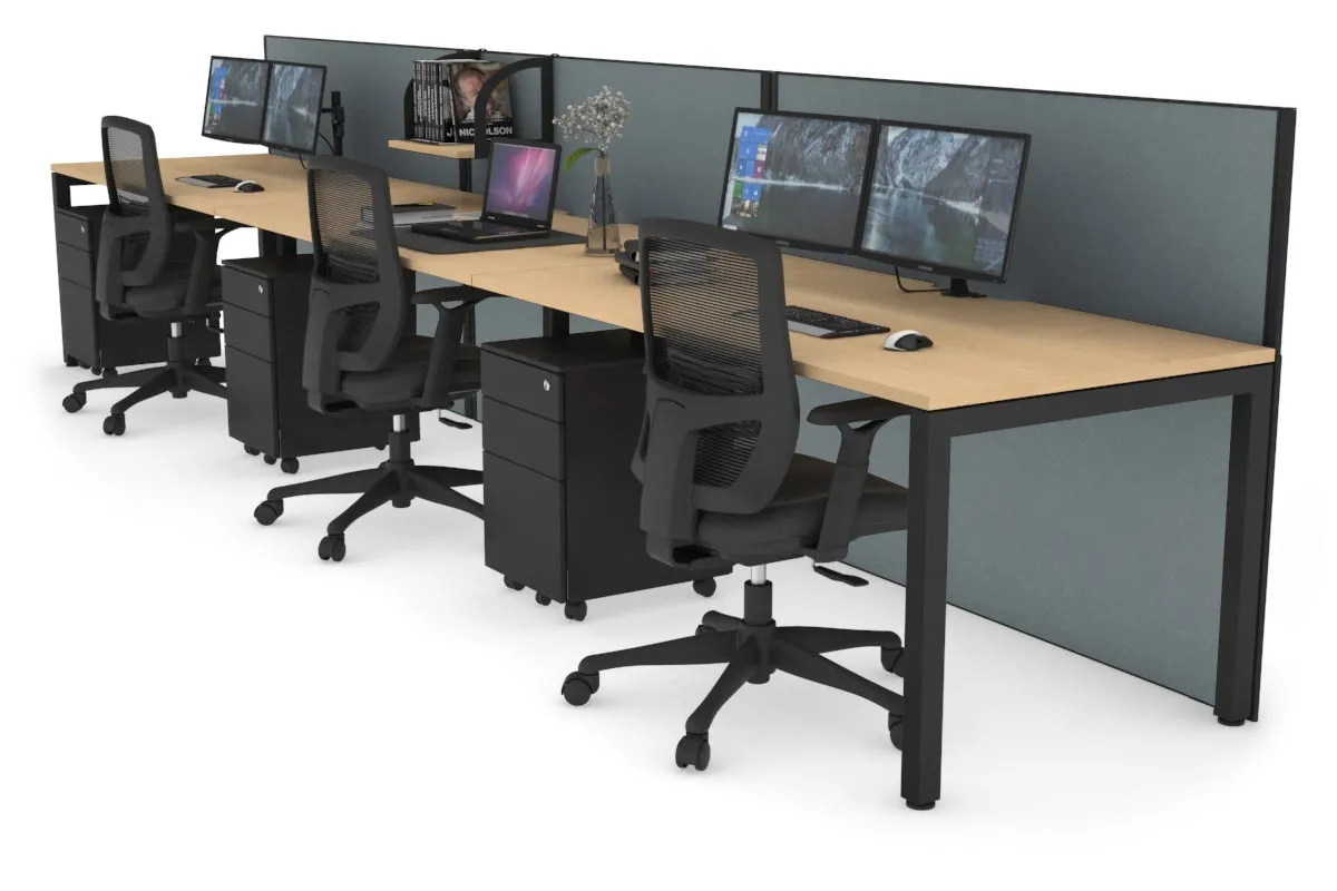 Horizon Quadro 3 Person Run Square Legs Office Workstation [1800L x 800W with Cable Scallop]