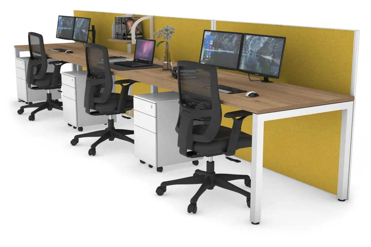 Horizon Quadro 3 Person Run Square Legs Office Workstation [1800L x 800W with Cable Scallop]
