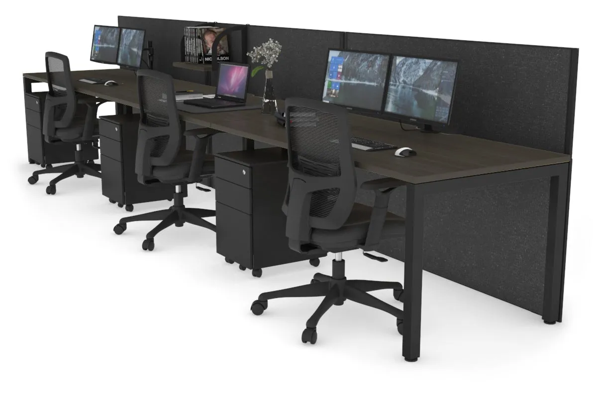 Horizon Quadro 3 Person Run Square Legs Office Workstation [1800L x 800W with Cable Scallop]